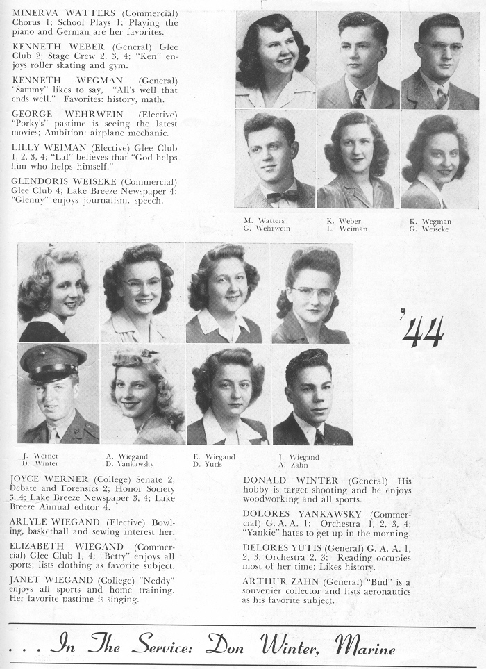1944 Sheboygan Central High School Yearbook